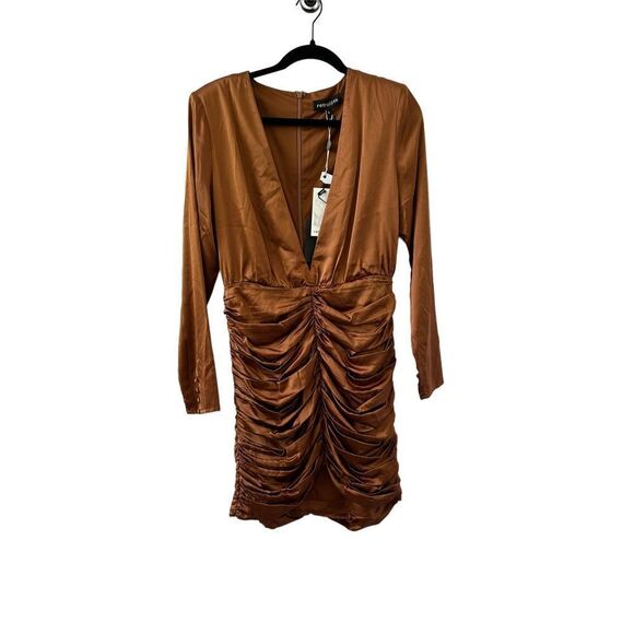 Retrofete Brea Ruched Silk-Blend Satin Mini Dress Size Large - Picture 4 of 11